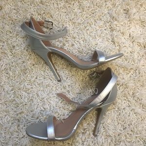 Silver Metallic Sandal Heels